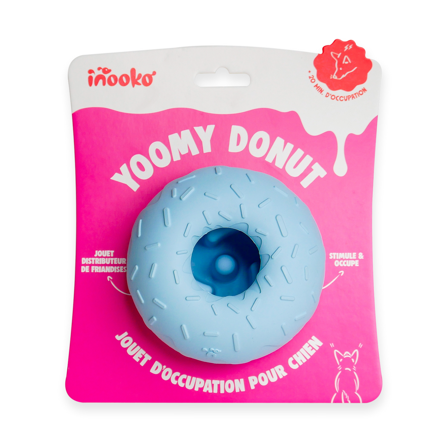 INOOKO – Yoomy Donut Schleckmatte & Beschäftigungsspielzeug für Hunde – Blau