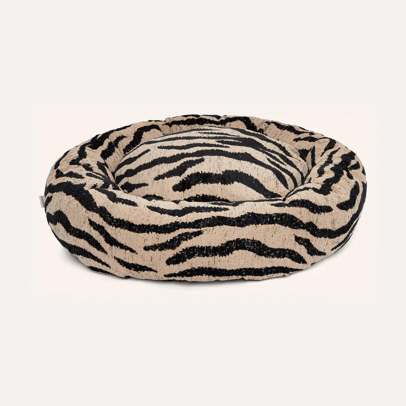 DOGGUO - Zebra Cuccia Rotonda per Cani – Beige/Nero