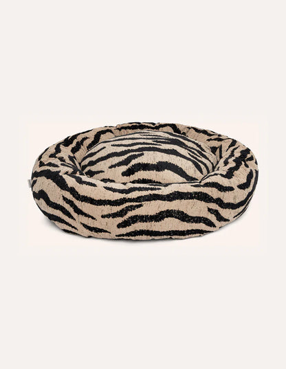 DOGGUO - Zebra Rundes Hundebett – Beige/Black - OSSO BLU