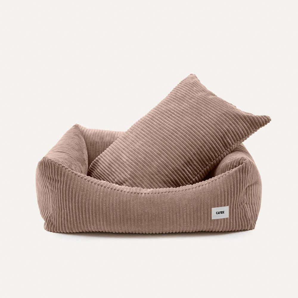 CAFIDE - Hundebett „Snozy“ – Cord Mokka-Beige