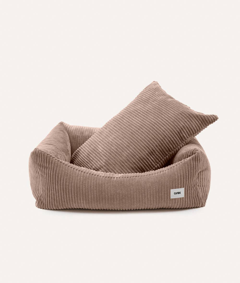 CAFIDE - Hundebett „Snozy“ – Cord Mokka-Beige