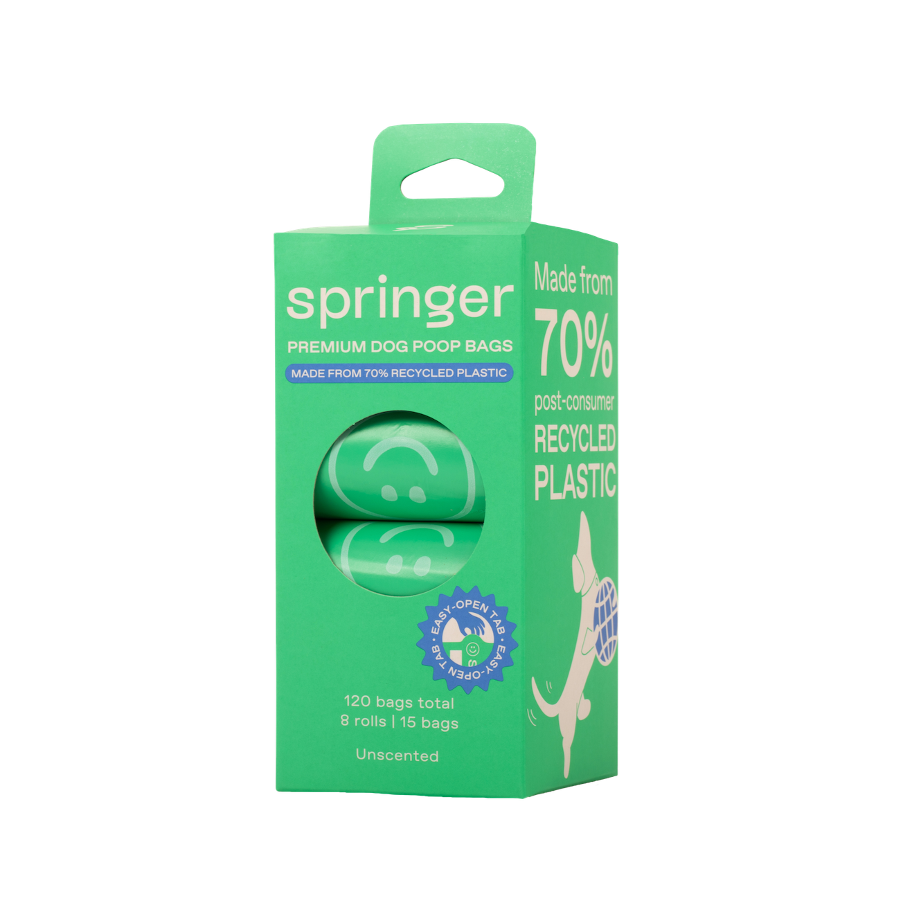 SPRINGLAND PETS - Sacchetti igienici per cani di alta qualità | Confezione da 8 rotoli (confezione da 6)
