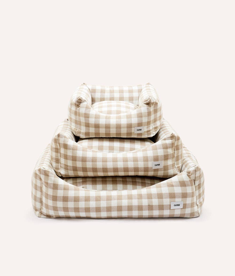 CAFIDE - Hundebett „Snozy“ – Vichy Beige