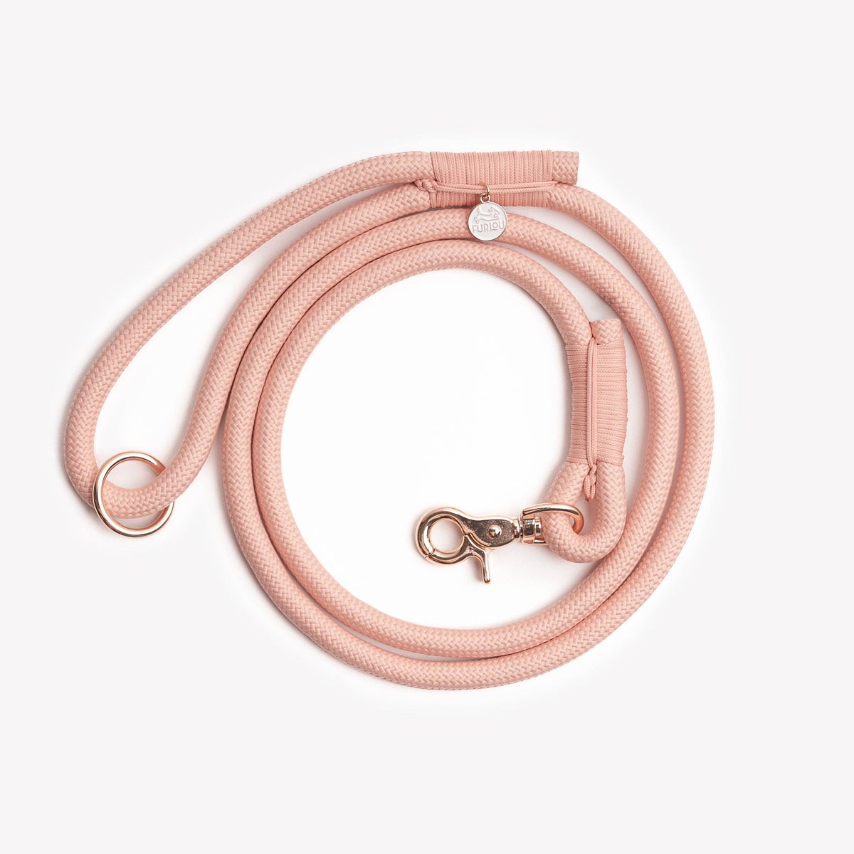 FURLOU – Geflochtene Hundeleine Puderrosa