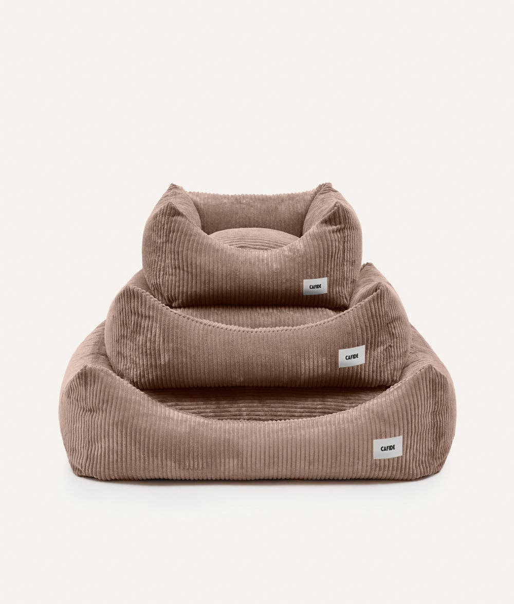 CAFIDE - Hundebett „Snozy“ – Cord Mokka-Beige