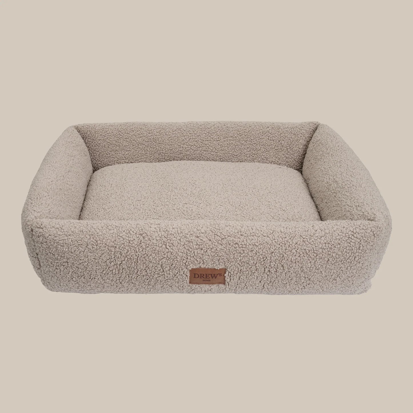 DREW'S DOGWEAR - Orthopädisches Teddy-Hundebett mit Memory-Schaum in Taupe - OSSO BLU