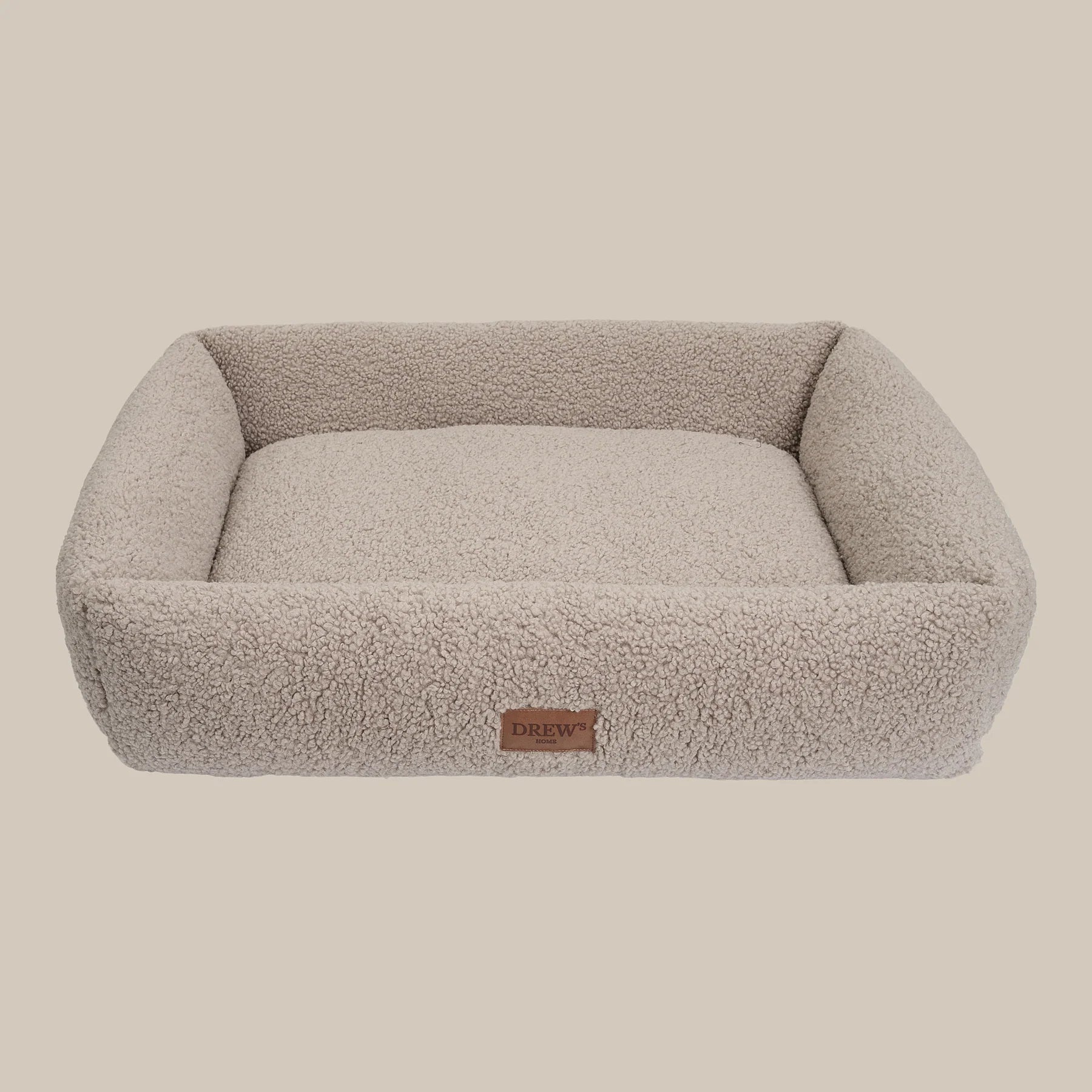 DREW'S DOGWEAR - Orthopädisches Teddy-Hundebett mit Memory-Schaum in Taupe - OSSO BLU