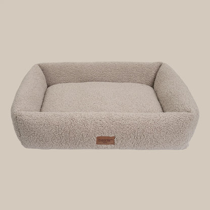 DREW'S DOGWEAR - Orthopädisches Teddy-Hundebett mit Memory-Schaum in Taupe - OSSO BLU