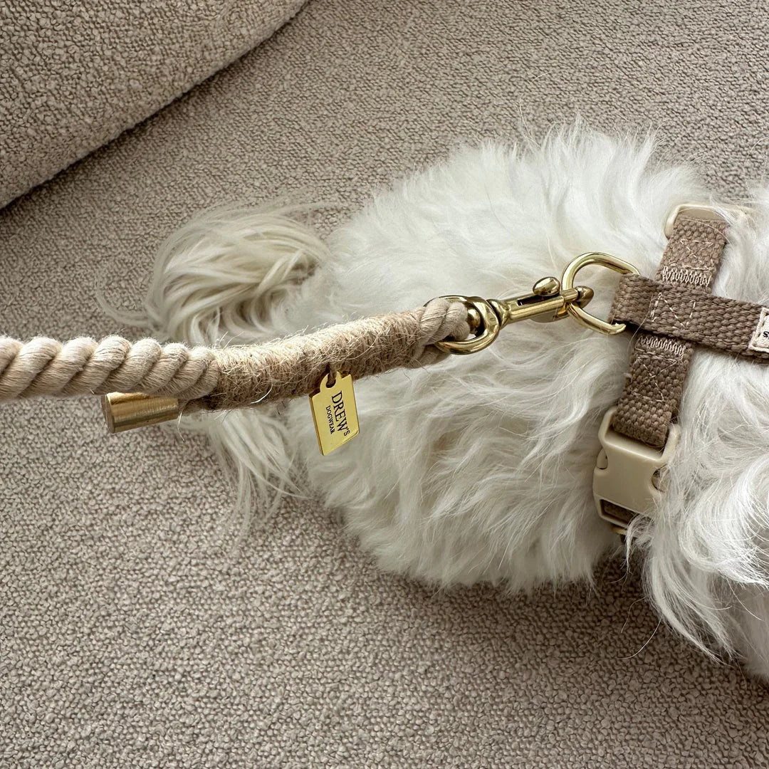DREW'S DOGWEAR - BEIGE/ Verstellbare und weiche Hundeleine - OSSO BLU