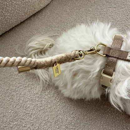 DREW'S DOGWEAR - BEIGE/ Verstellbare und weiche Hundeleine - OSSO BLU