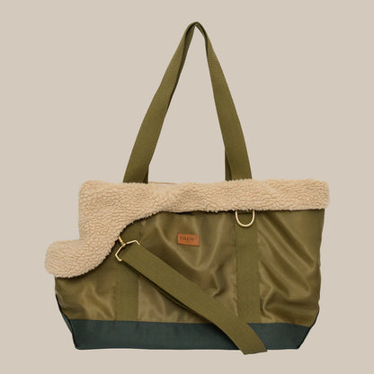 DREW'S DOGWEAR - LIMITED EDITION – Olive // Sportliche Hundetasche mit Teddyfleece-Innenfutter - OSSO BLU