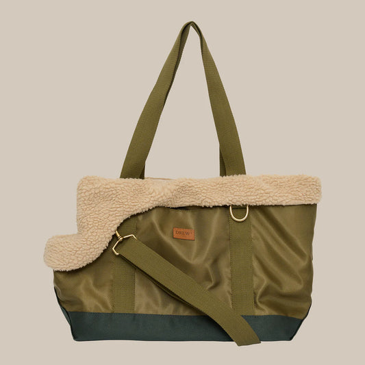 DREW'S DOGWEAR - LIMITED EDITION – Olive // Sportliche Hundetasche mit Teddyfleece-Innenfutter - OSSO BLU