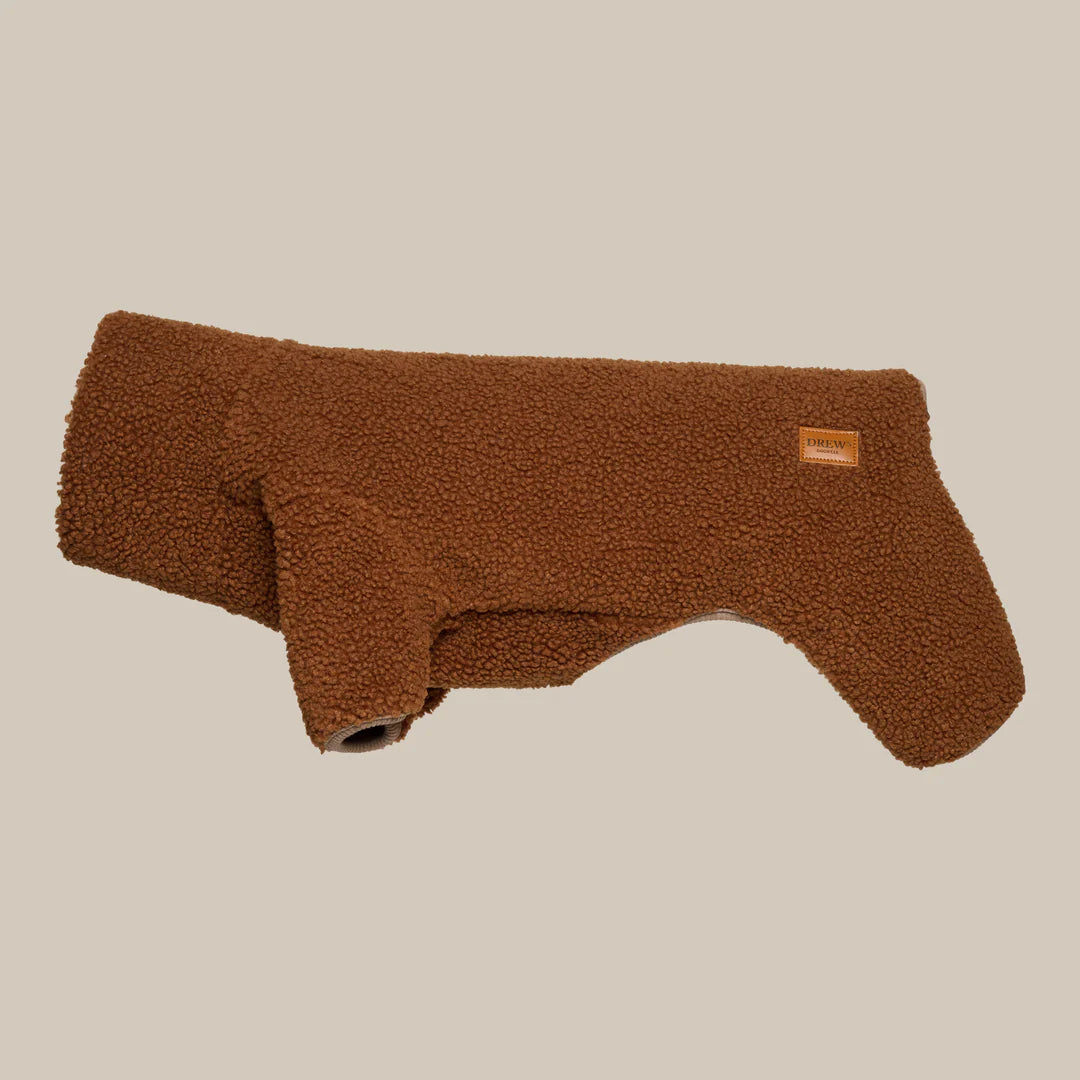 DREW'S DOGWEAR - MILO // Maglione per cani in morbido tessuto teddy – Marrone