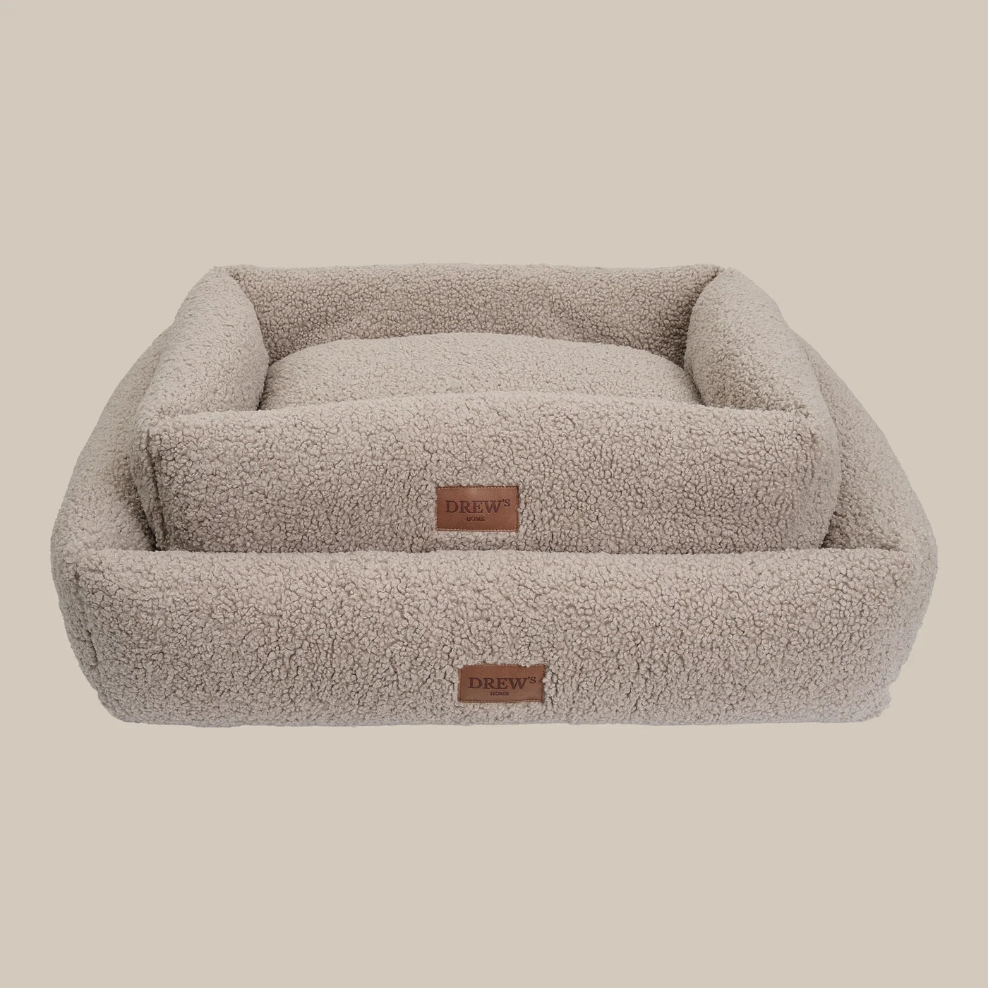 DREW'S DOGWEAR - Cuccia ortopedica in pile Teddy per cani con memory foam, colore talpa