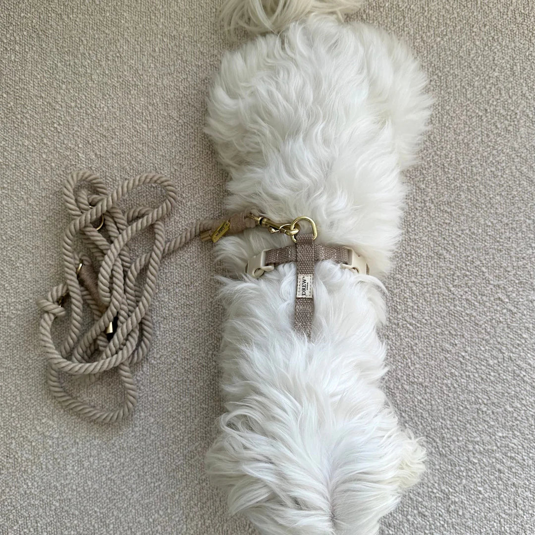 DREW'S DOGWEAR - BEIGE/ Verstellbare und weiche Hundeleine - OSSO BLU