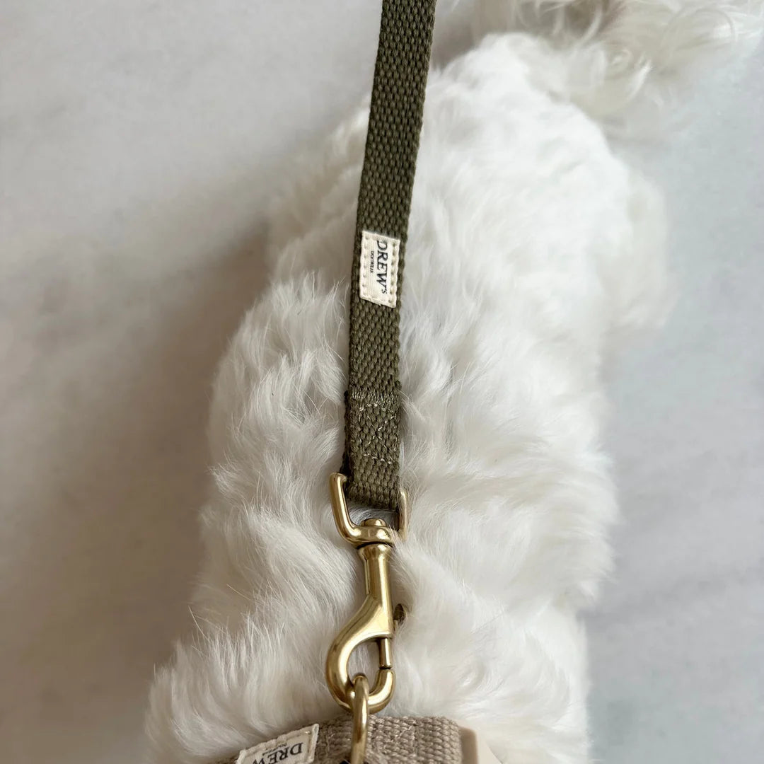 DREW'S DOGWEAR - Verstellbare Hundeleine aus Baumwolle – Olivgrün (2 Meter) - OSSO BLU