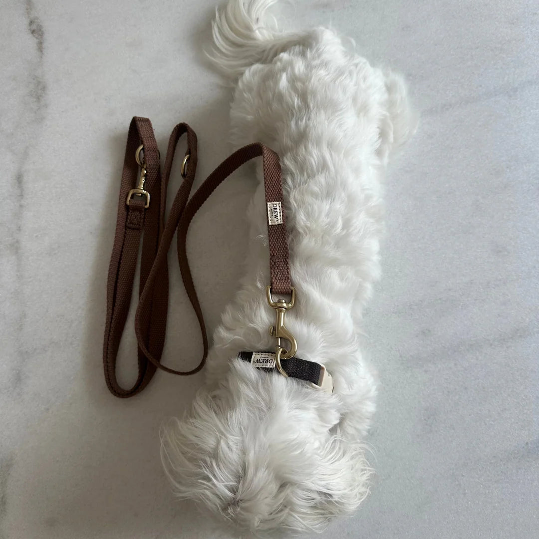 DREW'S DOGWEAR - Verstellbare Hundeleine aus Baumwolle – Braun (2 Meter) - OSSO BLU