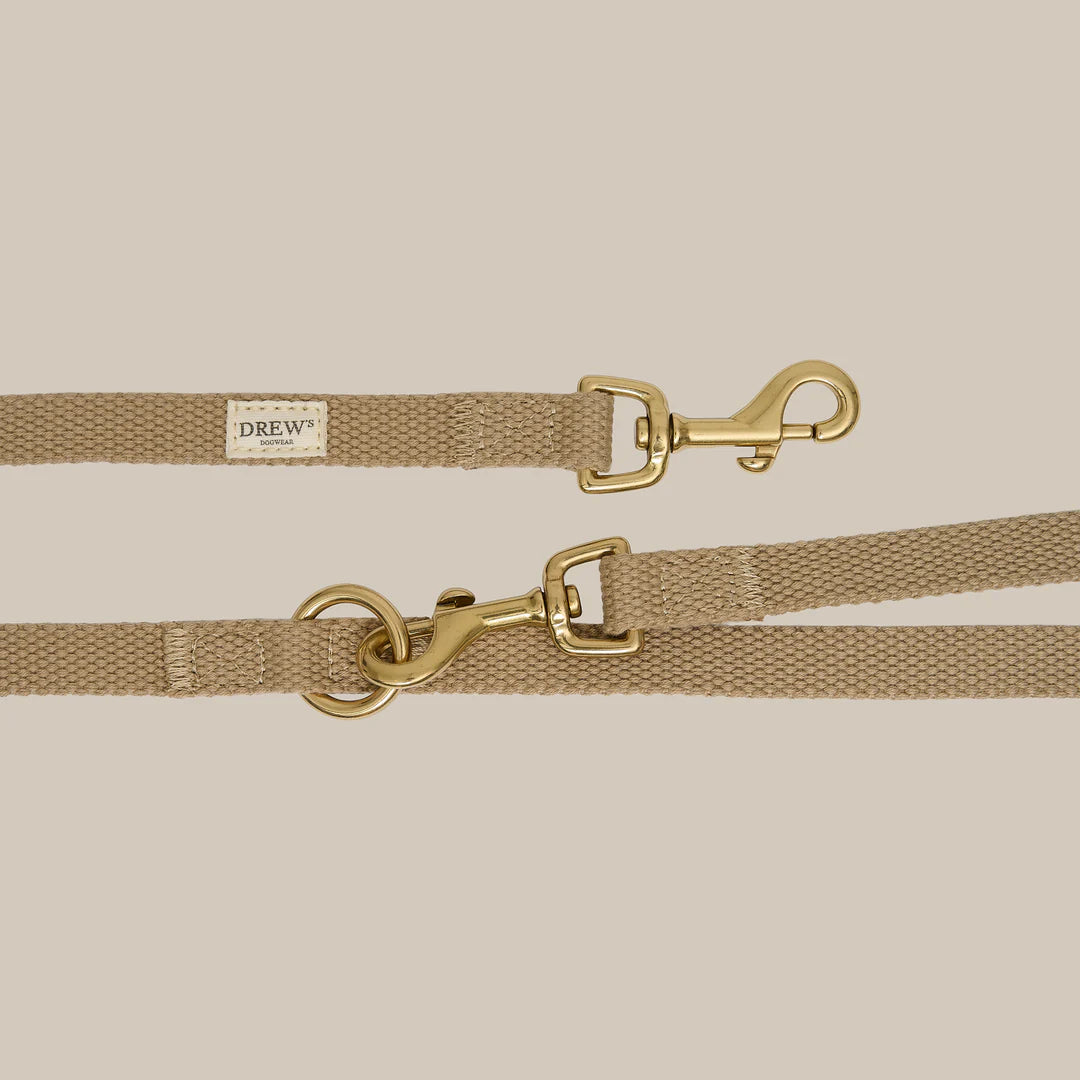 DREW'S DOGWEAR - Guinzaglio regolabile per cani in cotone - Beige (2 metri)