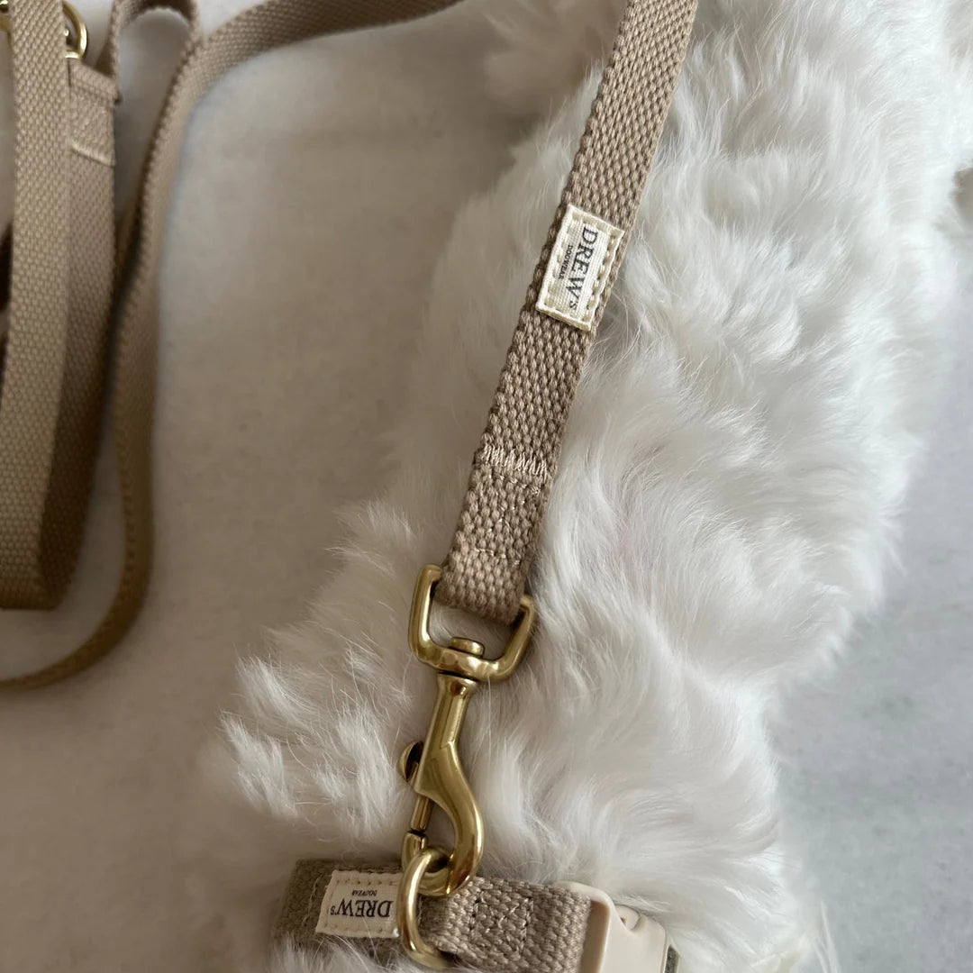 DREW'S DOGWEAR - Verstellbare Hundeleine aus Baumwolle – Beige (2 Meter) - OSSO BLU