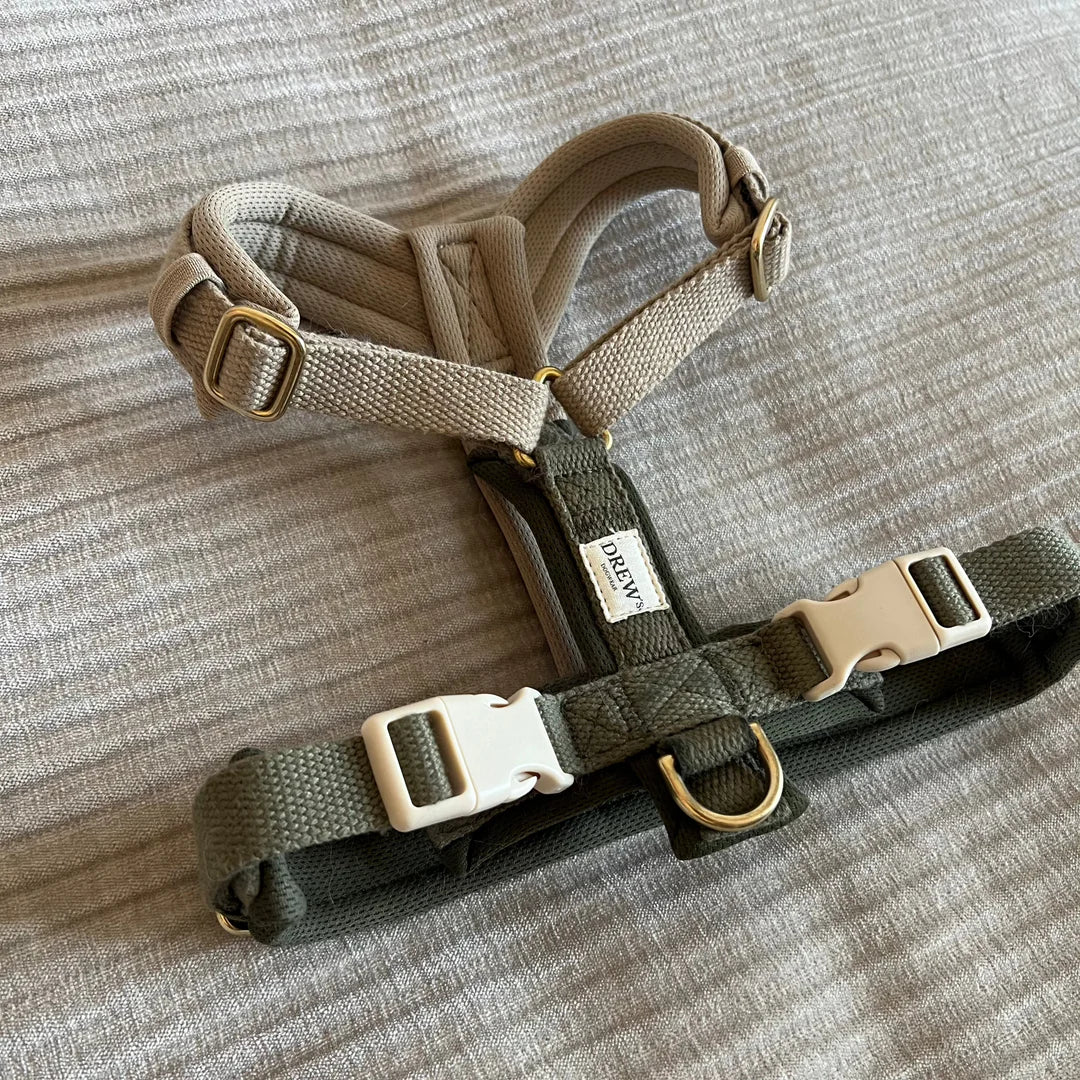 DREW'S DOGWEAR – Olive PRO – Pettorina regolabile per cani (Verde/Beige)