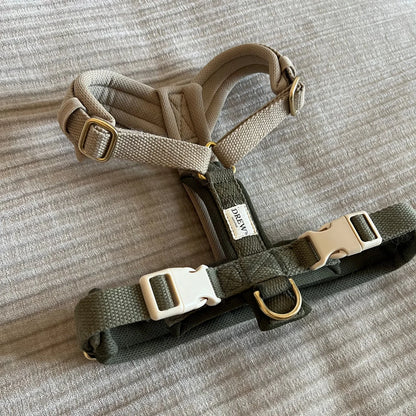 DREW'S DOGWEAR – Olive PRO – Verstellbares Hundegeschirr (Grün/Beige) - OSSO BLU