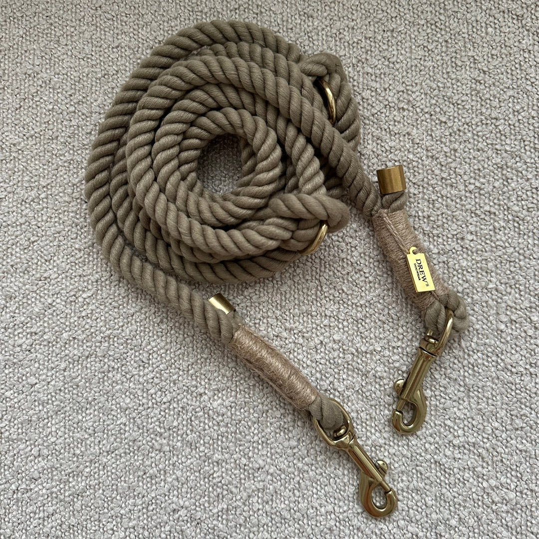 DREW'S DOGWEAR - KHAKI / Guinzaglio regolabile e morbido per cani