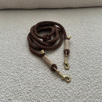 DREW'S DOGWEAR - BROWN / Verstellbare und weiche Hundeleine - OSSO BLU