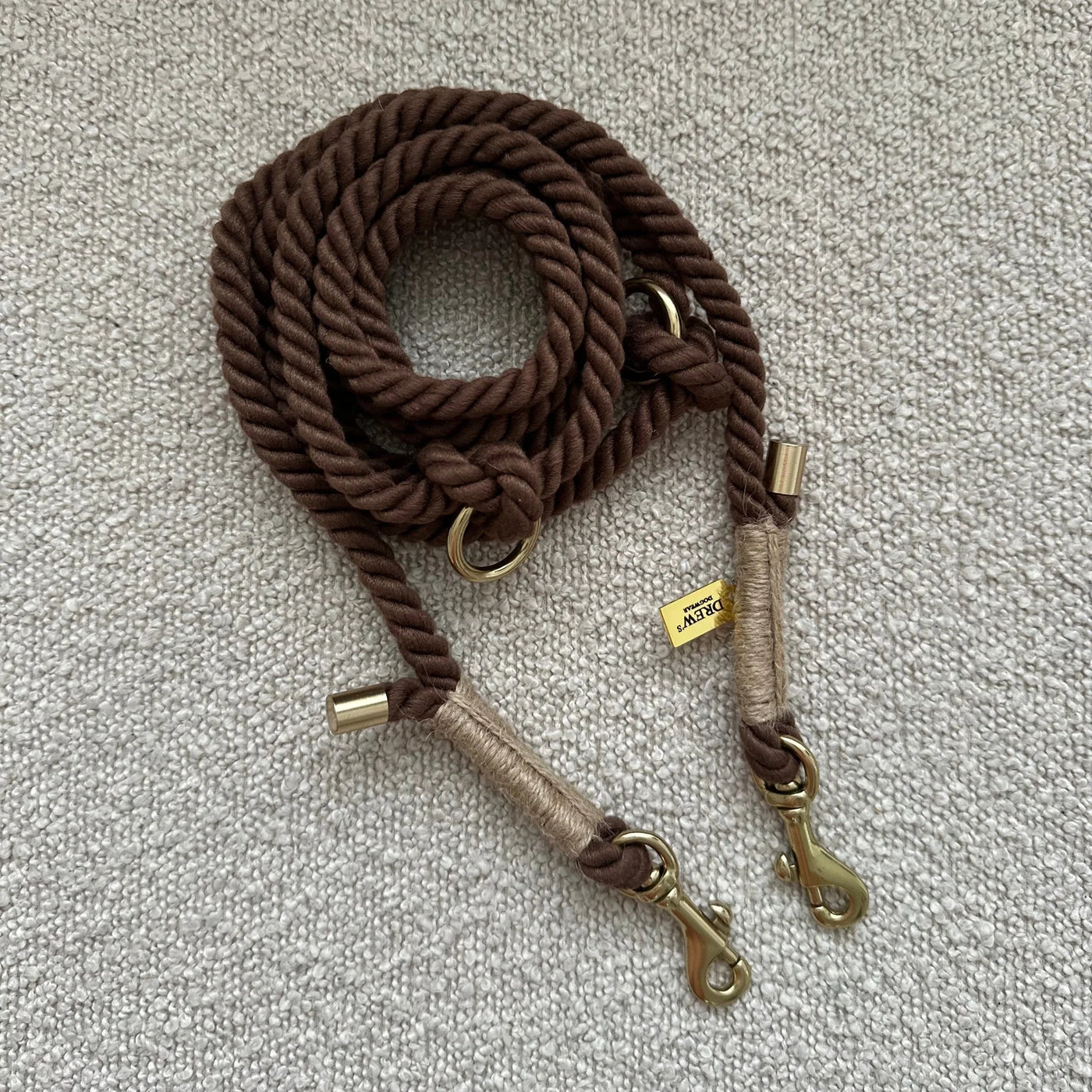 DREW'S DOGWEAR - MARRONE / Guinzaglio regolabile e morbido per cani