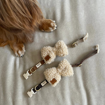 DREW’S DOGWEAR - Teddy-Fliege fürs Hundehalsband – Beige