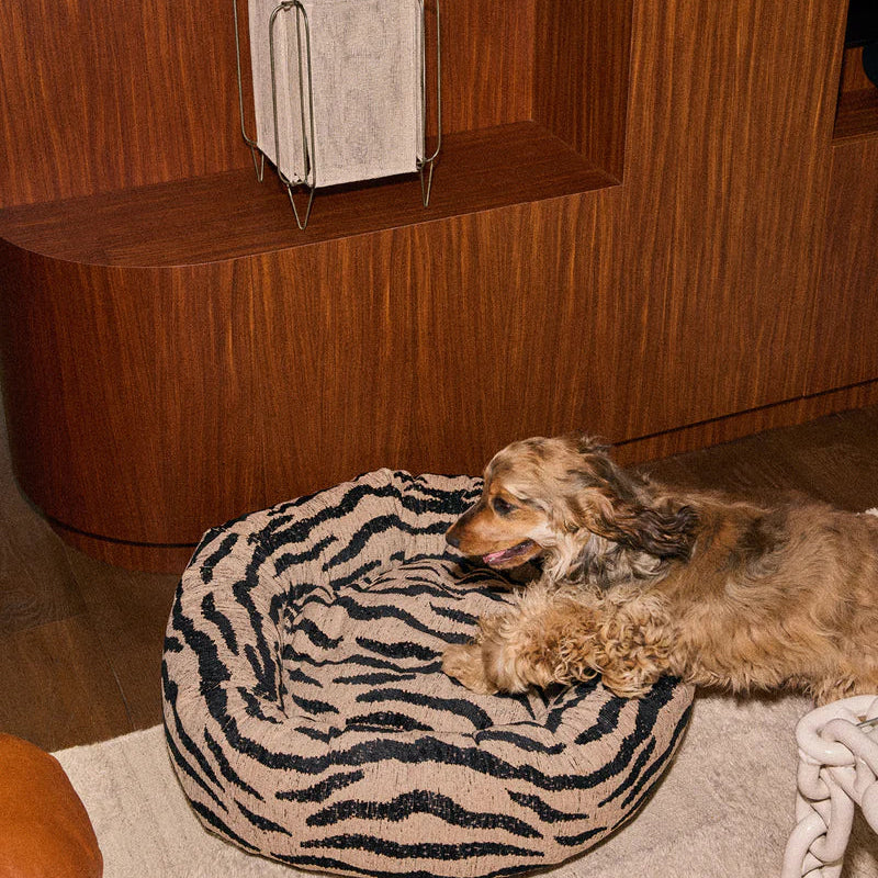 DOGGUO - Zebra Cuccia Rotonda per Cani – Beige/Nero