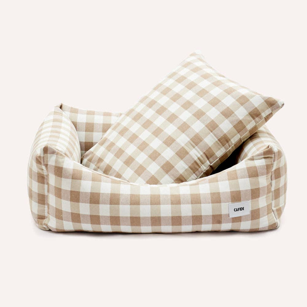 CAFIDE - Hundebett „Snozy“ – Vichy Beige