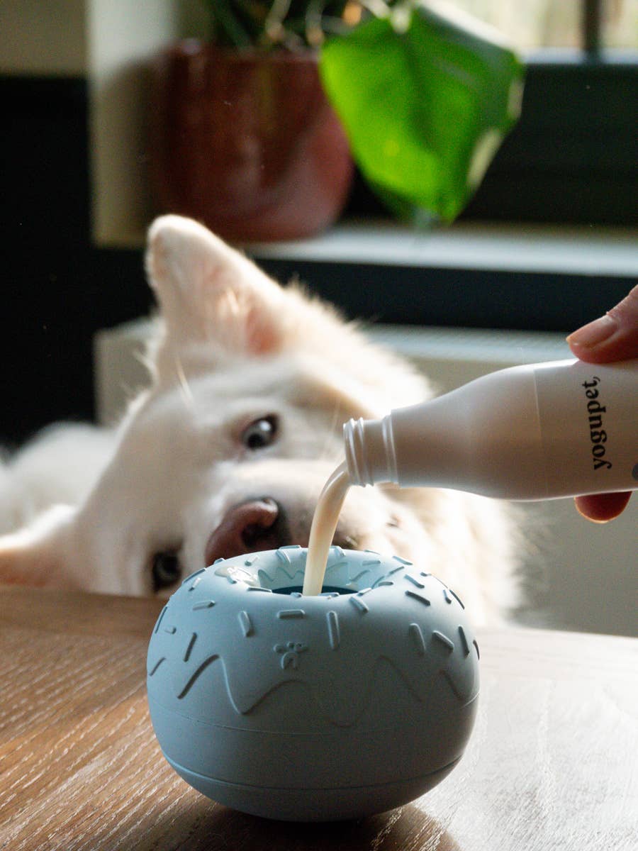 INOOKO – Yoomy Tappetino Lick Mat a forma di ciambella e gioco di attivazione mentale per cani – Blu