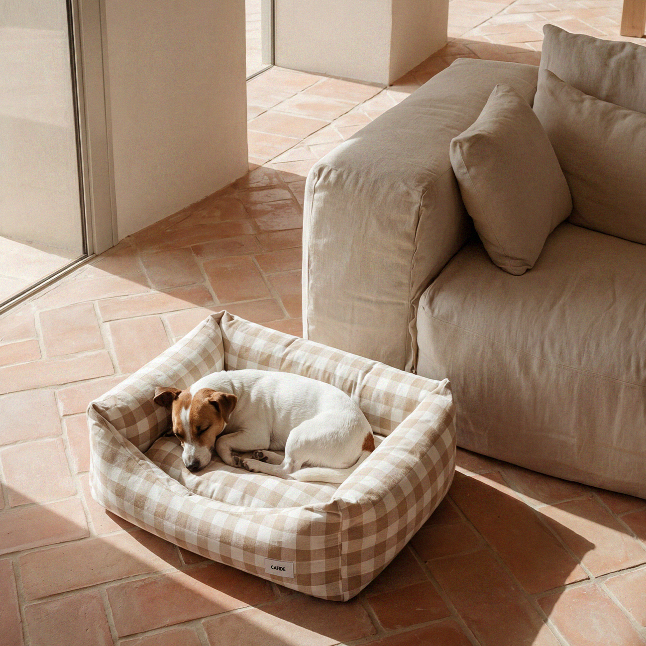 CAFIDE - Hundebett „Snozy“ – Vichy Beige
