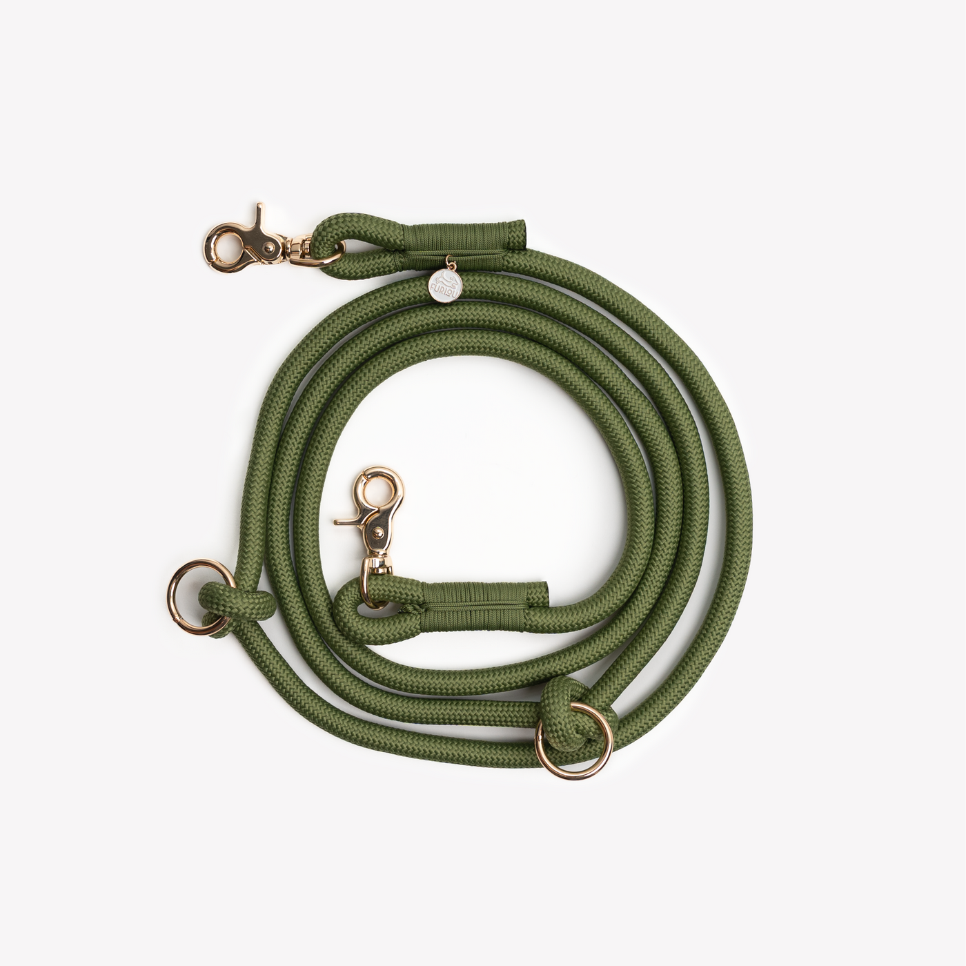 FURLOU - "Verde" - Guinzaglio per cani a mani libere, intrecciato