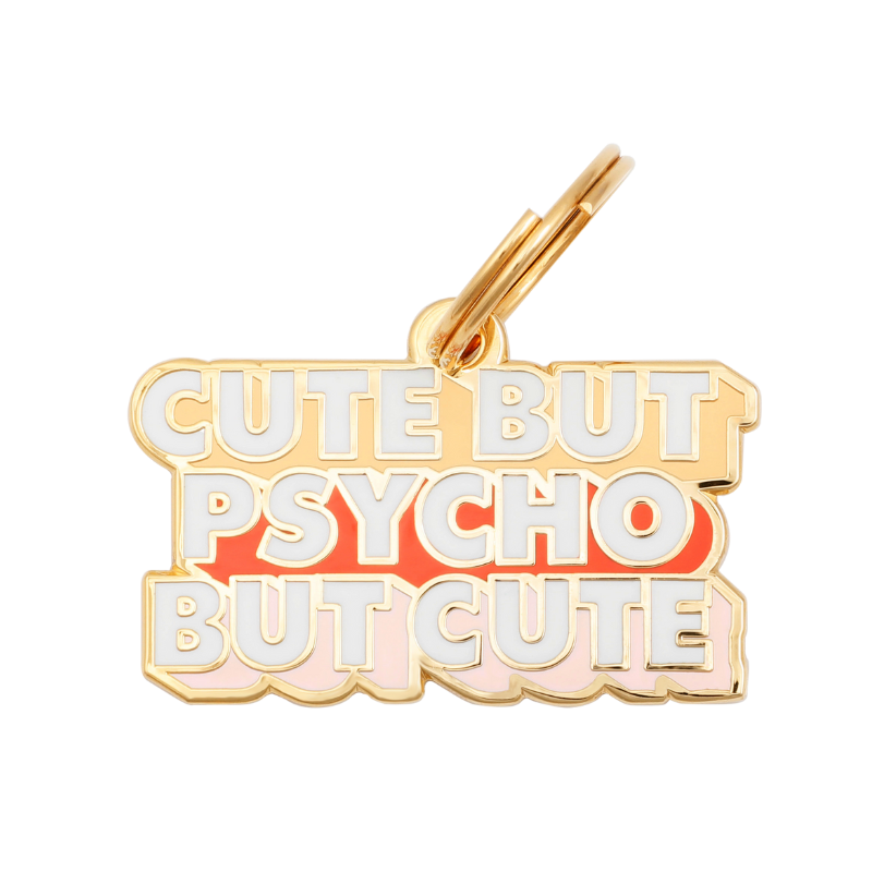 TWO TAILS PET COMPANY - Targhetta identificativa per animali domestici "Cute But Psycho"