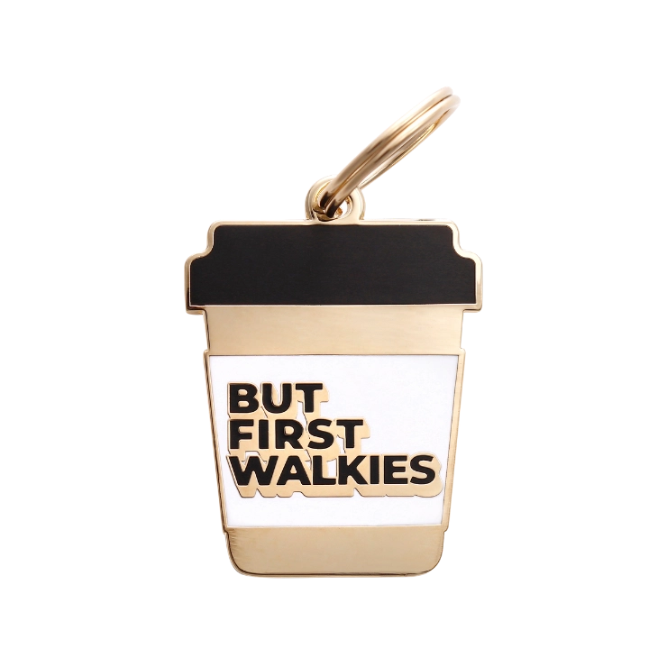 TWO TAILS PET COMPANY - Medaglietta identificativa per animali domestici But First Walkies Coffee Cup