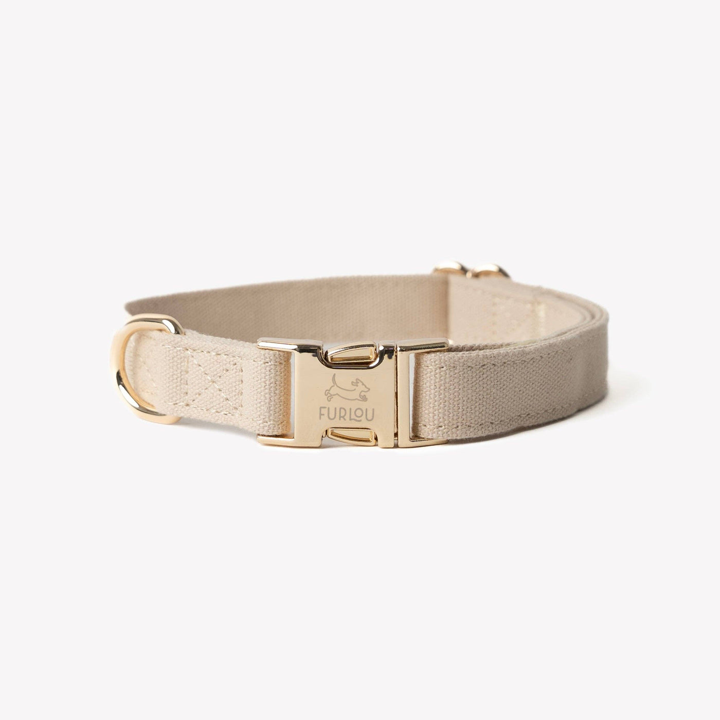 FURLOU – Collare per cani in tela di cotone color marrone chiaro